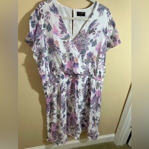 LANE BRYANT DRESS paisley flutter sleeve elastic waist size 24